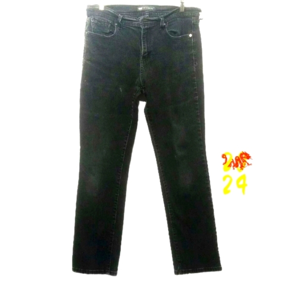 Levi’s Jeans 505 Straight High Rise Women 12 Medium Fit 34x29 Mid Black Distress - Picture 1 of 15